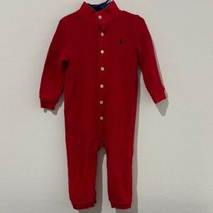 Ralph Lauren Kids Red Footie One Piece